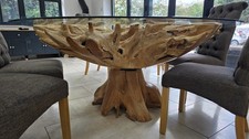 6ft Teak Root Glass Dining