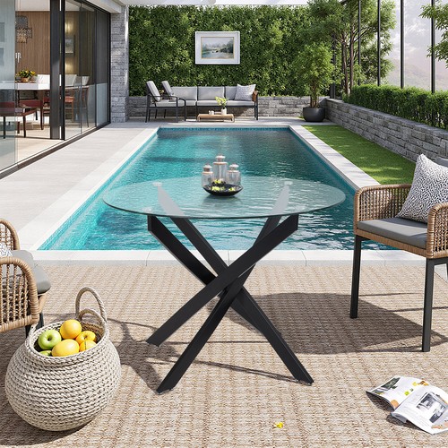 100cm glass dining table - 100cm,