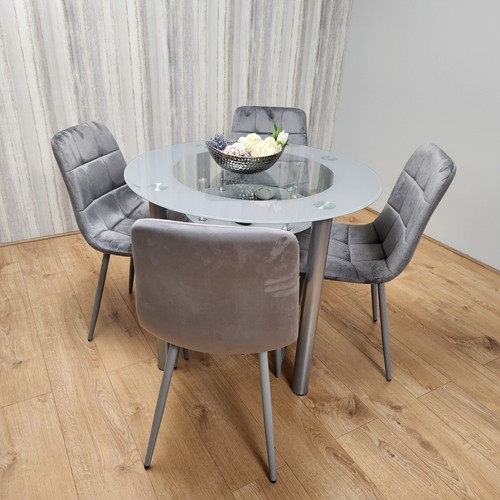 Round glass grey dining - round,