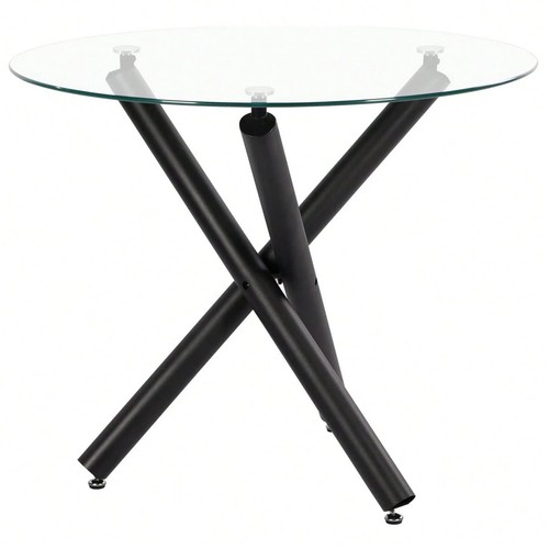 Round glass dining table 90cm - glass,