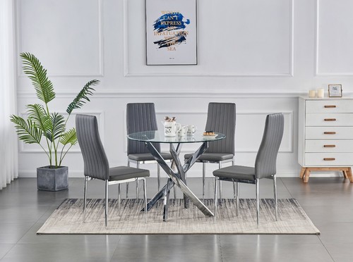 Dining table set round - set, glass