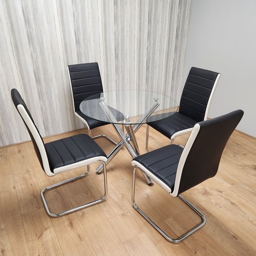 Round clear glass dining table - glass,