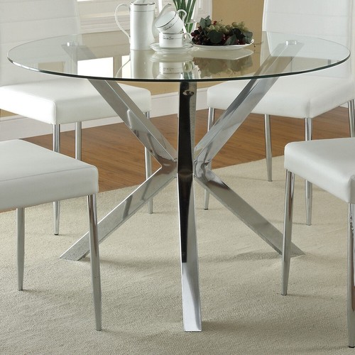 Round glass dining table 90cm - glass,