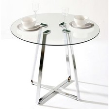 Melito Round Clear Glass Top