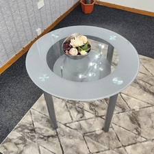 Glass Grey Dining Table Round