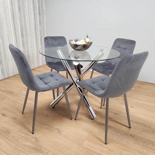 Round glass dining table 4 - glass,