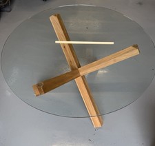 Wooden Base Glass Top Round